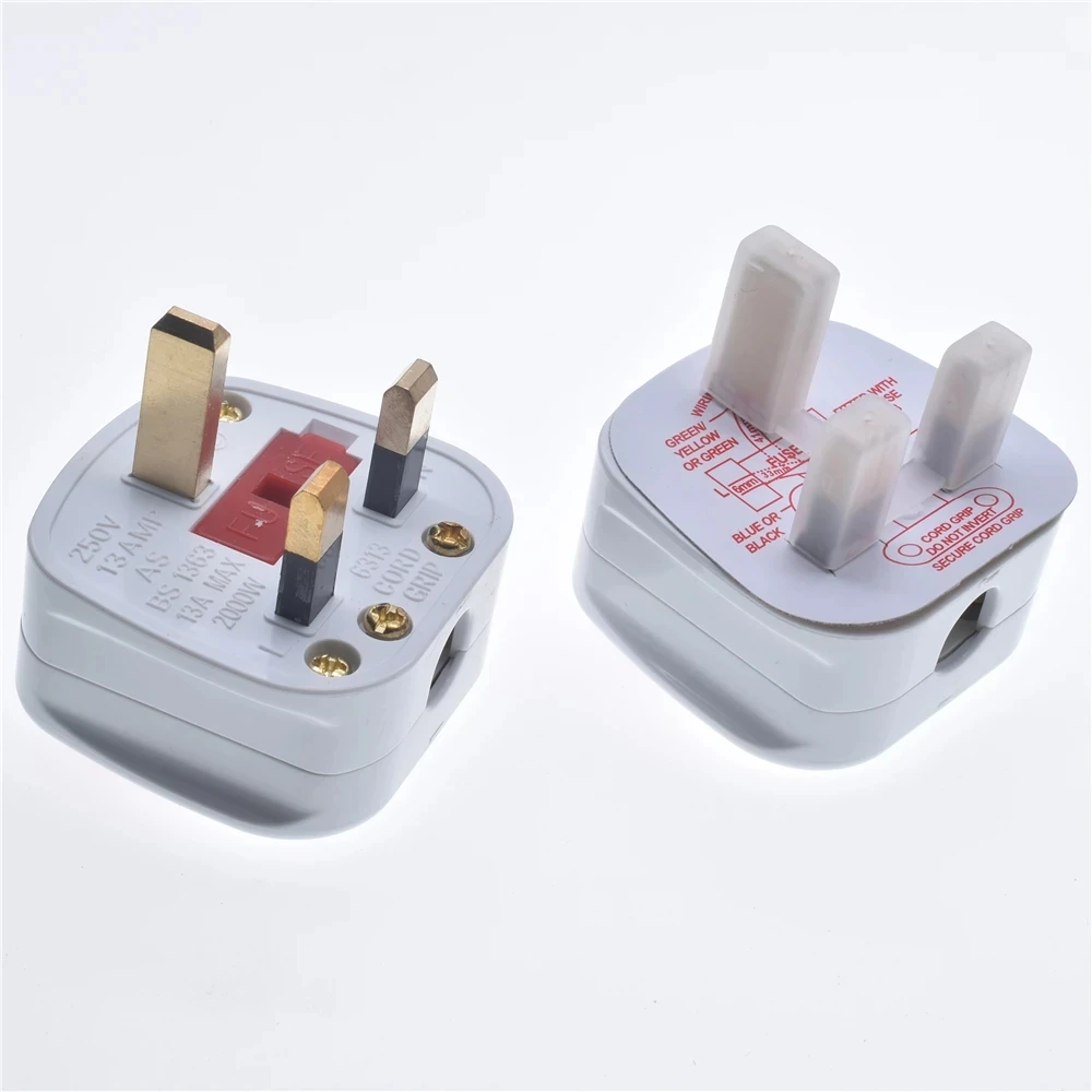 Toma de corriente eléctrica UK 13A, enchufe fundido macho, interruptor independiente, adaptador de conector de cable de extensión rebobinado desmontable