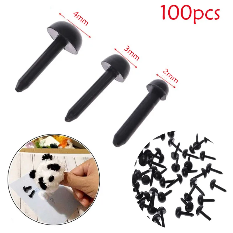 100Pcs 2mm/3mm/4mm DIY Puppet Plastic Black Pin Safety Eyes For Handmade Craft