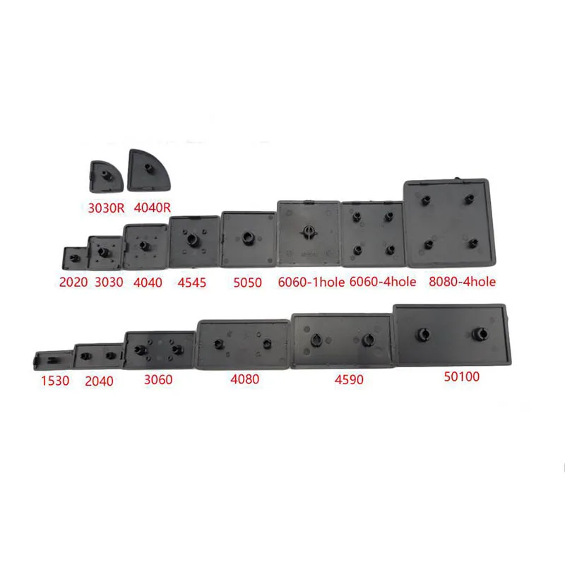 10 Chiếc Nylon Đen Nhôm Hồ Sơ Cấp Ốp Nắp Tấm CNC 3D Máy In Phần EU/2020/2040/3030/3060/4040/4080/4545/5050/6060