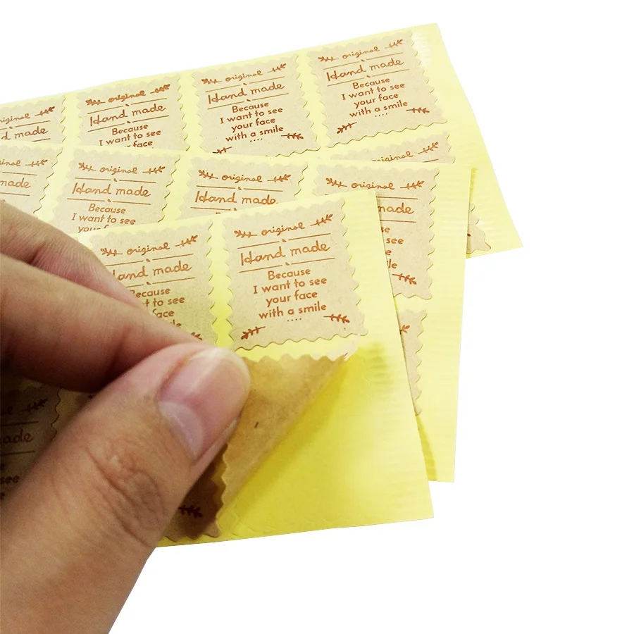 100 Pcs/lot classic Stamp Shape Kraft Paper Stickers Label Sticker DIY Hand Made For Gift Cake Baking Sealing Sticker