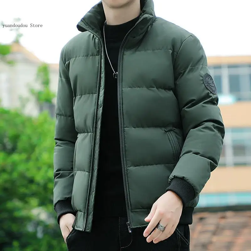 Thick Warm Coat Lightweight Men Streetwear Clothes Puffer Jacket Men Stand Collar Casual Streetwear Cotton Padded