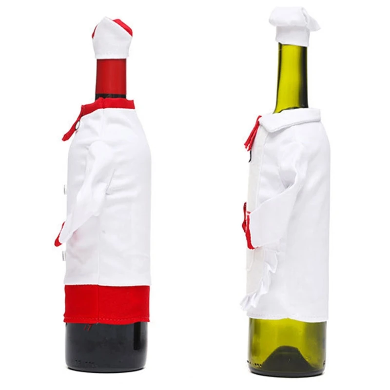 Christmas Wine Bottle Cover Bag Decorative Funny Chef Clothes Hat Sleeve Wrap