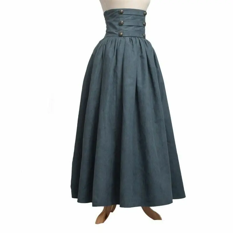 4 Colors Vintage Lady Victorian High Waist Ruffle Skirt Steampunk Walking Skirt