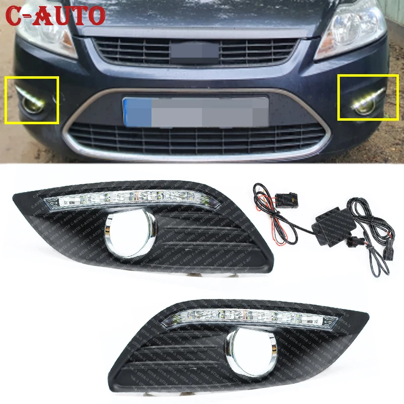 

1Pair Car Front Driving Lamp Foglight Daytime Running light Drl White 12V Car LED DRL For Ford Focus 2 mk2 2008 2009 2010 2011