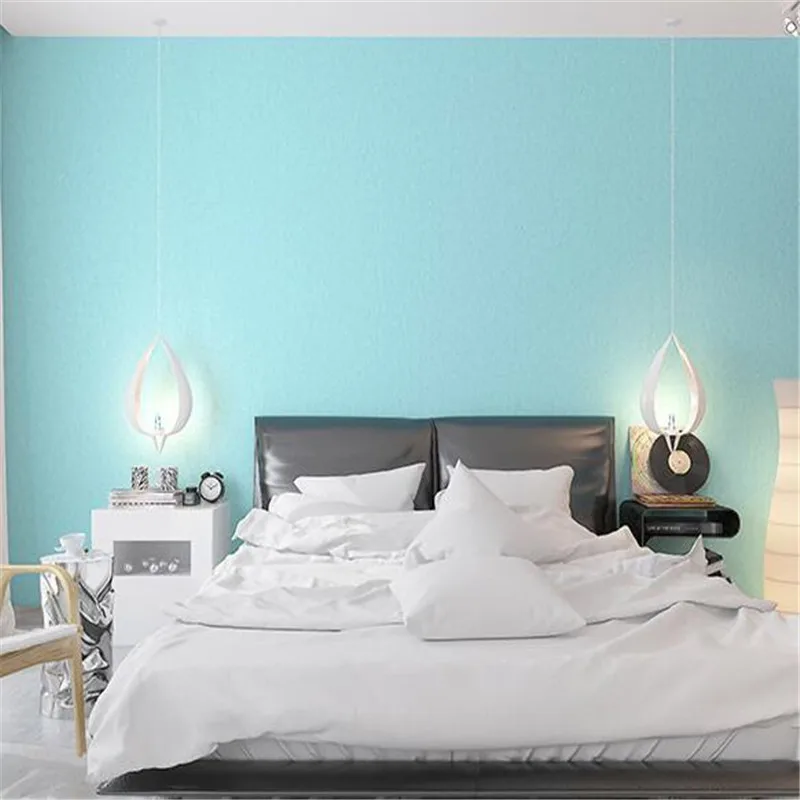 WELLYU Blue non - woven wallpaper Plain silk bedroom warm and simple modern solid color living room small fresh wallpaper