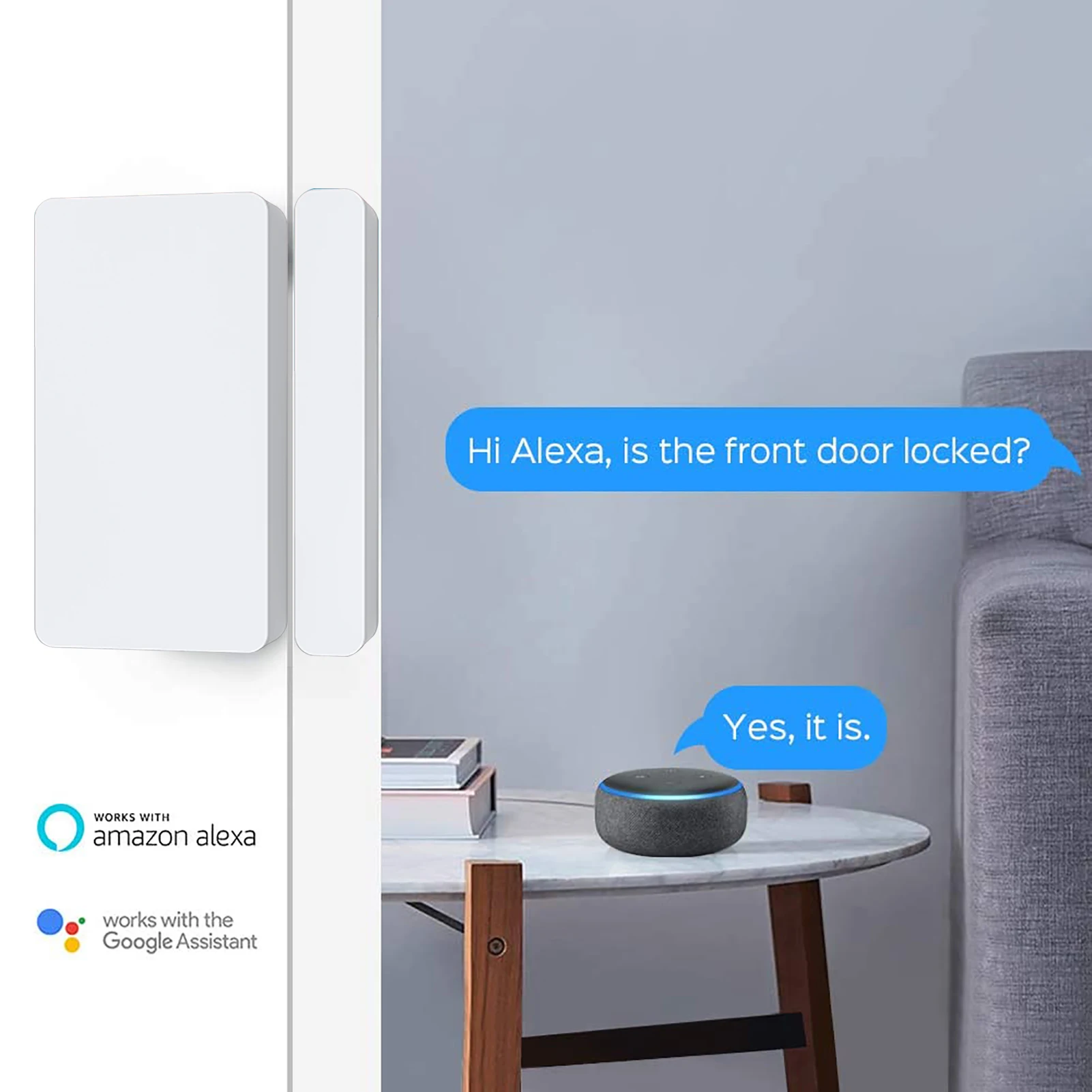 Wolf-Guard Tuya WiFi Sensor Pintu Pintar Detektor Alarm Terbuka/Tertutup Jendela Nirkabel Kontrol Aplikasi Mendukung Alexa /Google /IFTTT