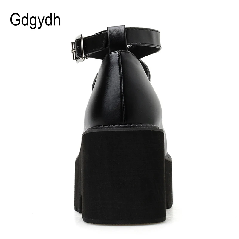 Gdgydh College Student Shoes Girl LOLITA Shoes JK Uniform PU Leather Platform Heels Ankle Strap Womens Pumps 2022 New Spring