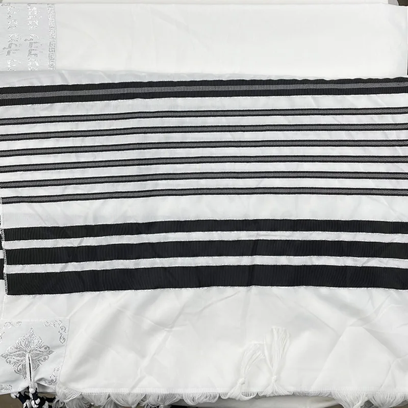 Judaica Israel Jewish Talit Black Polyester Large Size Gadol Prayer Shawl Tallit With Bag 140x190cm