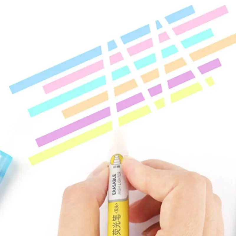 6Pcs Double Head Erasable Highlighter ปากกา Marker Pastel Liquid Chalk Fluorescent ดินสอเขียนเครื่องเขียน19QA