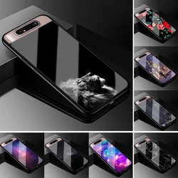 For Samsung Galaxy A80 Case Hard PC Glass Phone Case Black TPU Bumper Cover for Samsung A80 Galaxy A80 A 80 2019 Cover A805