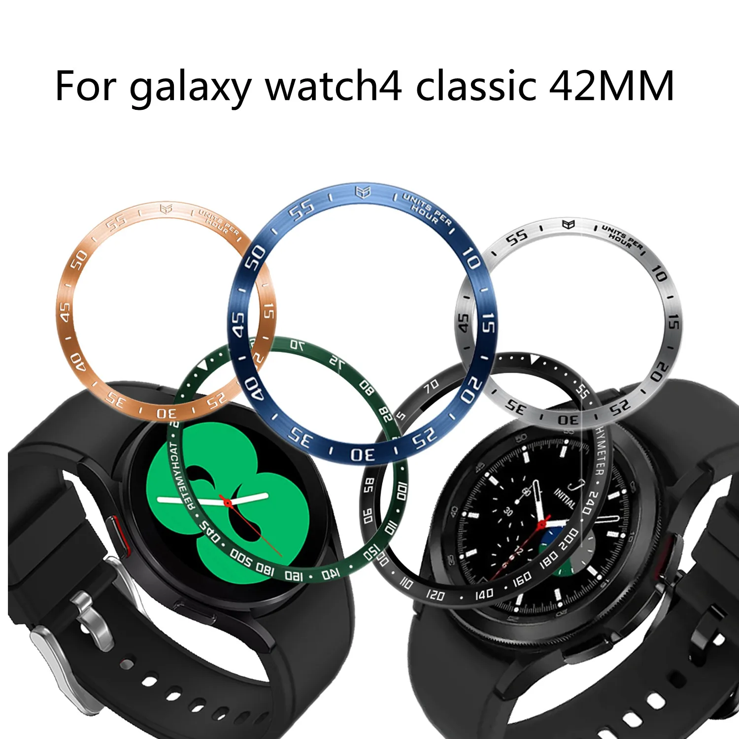 Bezel Ring For Samsung Galaxy Watch 4 42mm Universal Size Cover Stainless Steel Protection Ring Bumper Adhesive Smartwatch Case