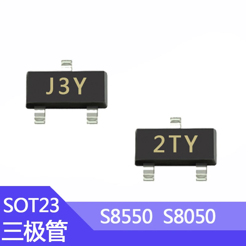 100pcs SMD Transistor S8050/S8550 Package SOT23 Printing J3Y/2TY  SS8050 SS8550 Y1/Y2 SOT-23