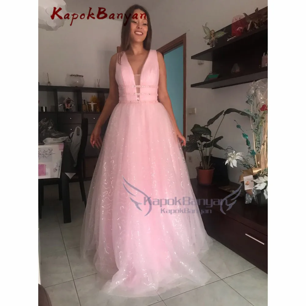 Vestido de fiesta rosa brillante sin mangas, elegante, formato, 2019