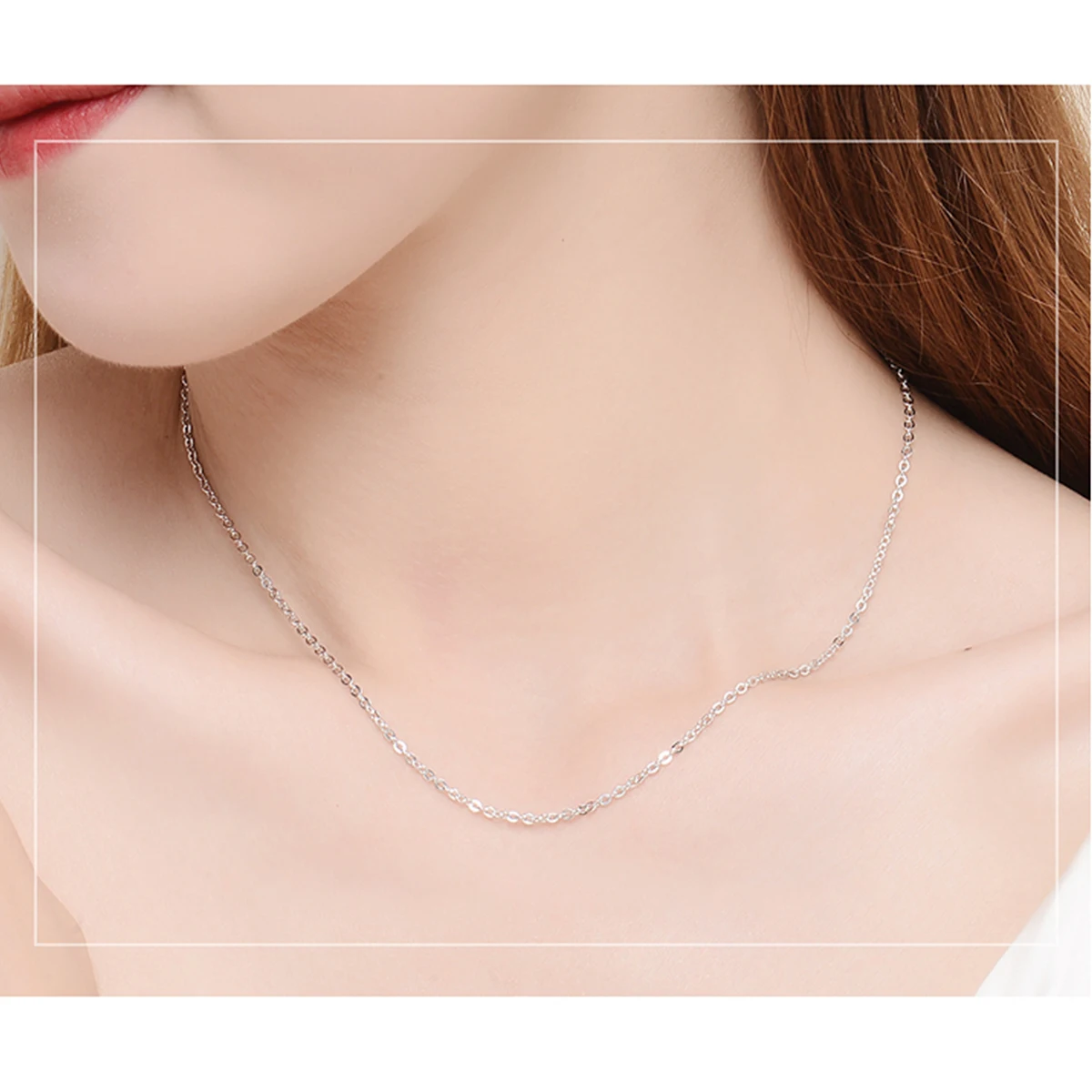 Klassische Basis-Kette 100% Echtes 925 Sterling Silber Halskette für Damen Verstellbare 45cm O-Kette für Edlen Schmuck Modischer Anhänger – Detail 2