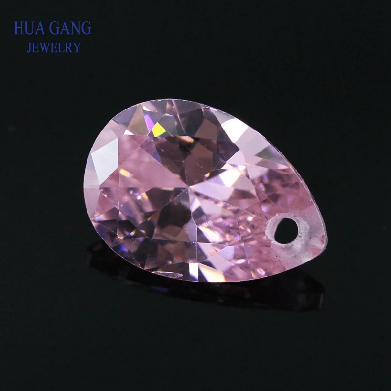 Single Hole AAAAA Pear Shape Brilliant Pink Cubic Zirconia Stone For Jewerly Making 4x6~15x20mm High Quality CZ