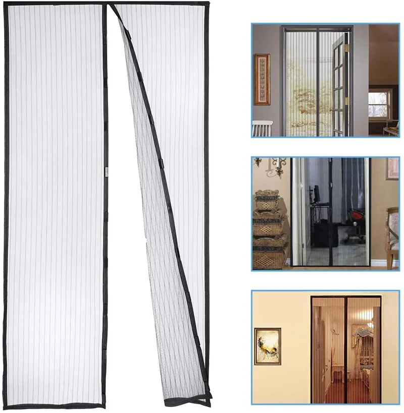 Wholesale Magnetic Mosquito Net Summer Anti Bug Fly Door Curtains Mesh Automatic Closing Door Screen Kitchen Sticker Curtain