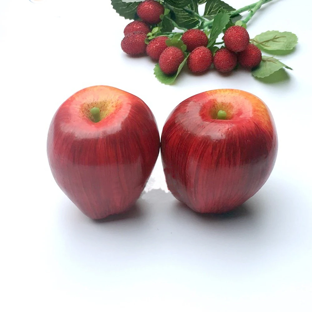 3pcs 8cm Size Plastic Fake Simulated Artificial Red delicious apple Fruit model