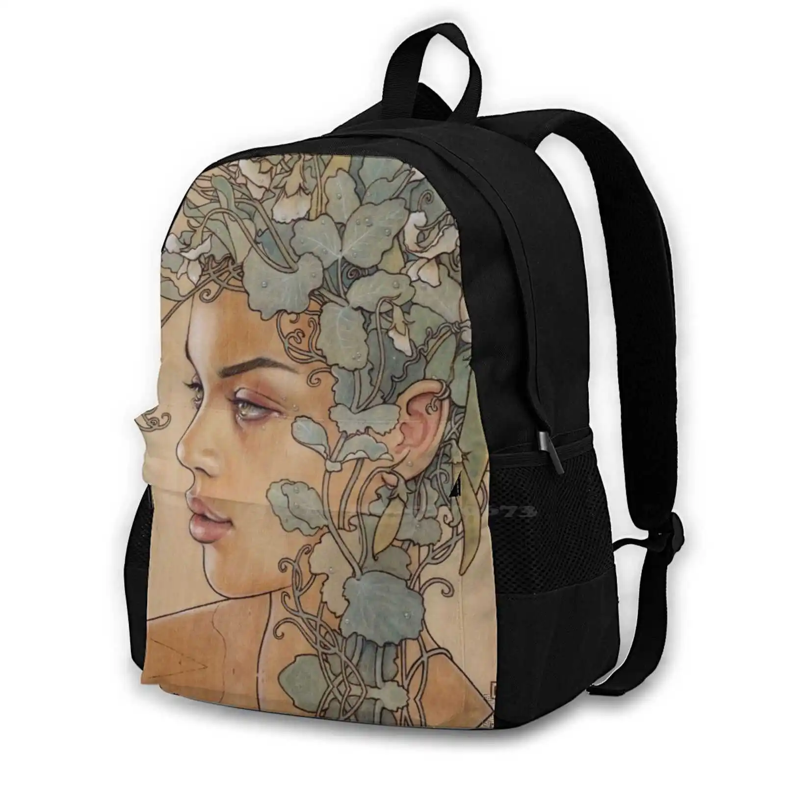 Fabaceae School Bag Big Capacity Backpack Laptop 15 Inch Fabaceae Beans Peas Pods Flowers Pyrography Wood Burning Helfer