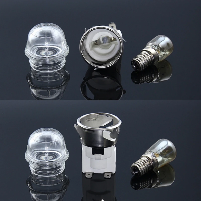 Oven Bulb Microwave Lamp w/ Base 25W Round Head/Flat Head Tempered Glass Voltage 110V / 250V Heat Temperature Resistant