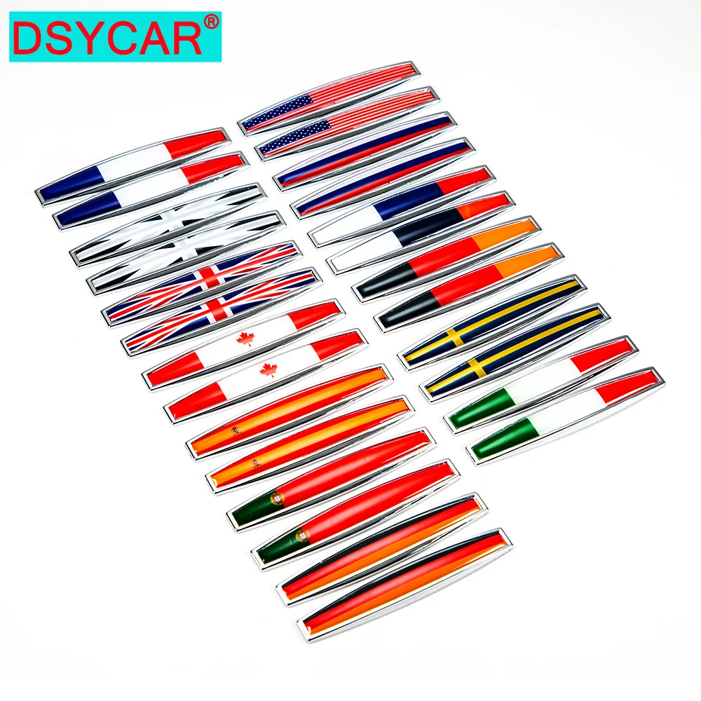 

DSYCAR 1Pair 3D Premium Metal National Flag Car Side Fender Rear Trunk Emblem Badge Decals for Cars