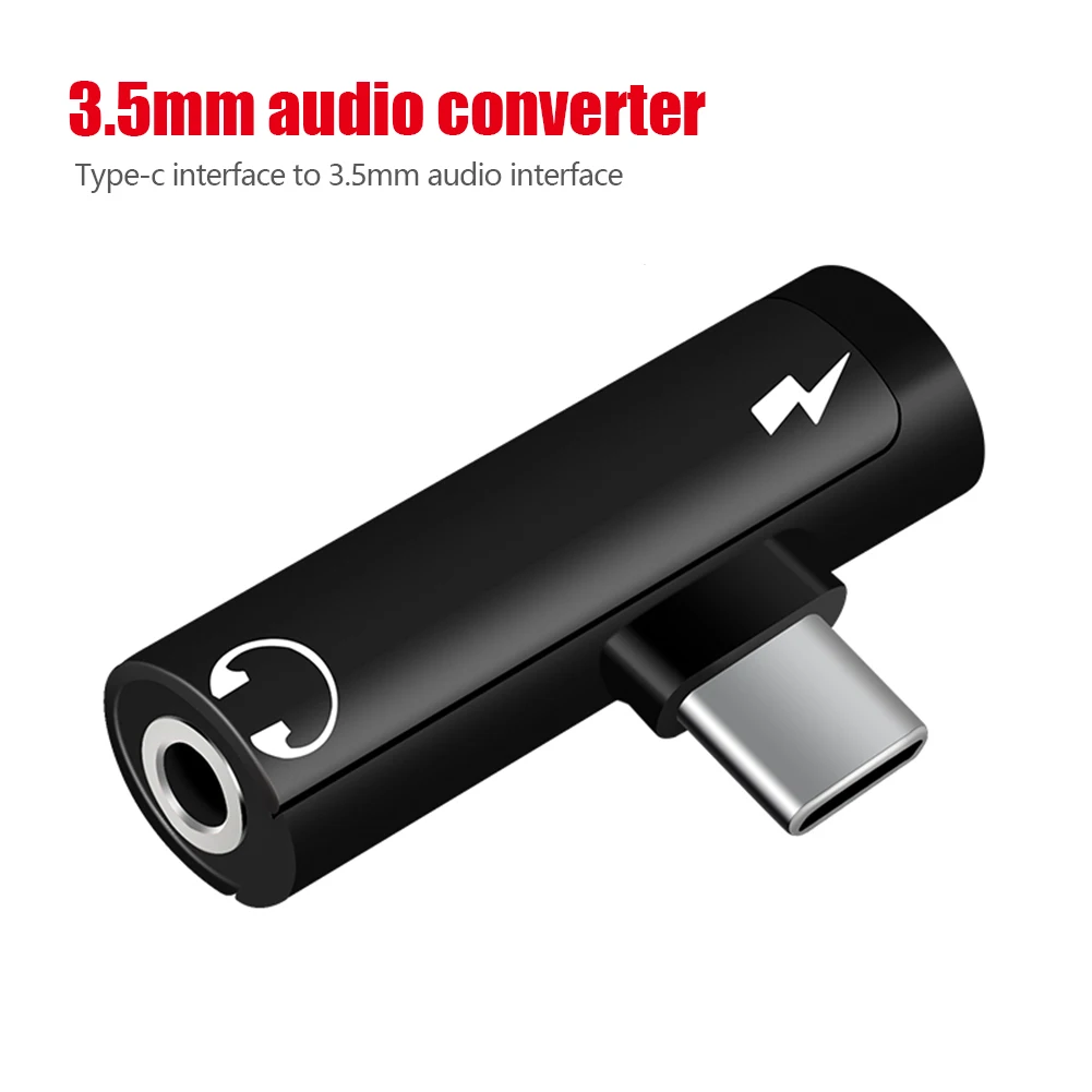 Type C Dual-port Audio Adapter To 3.5Mm Jack Headphone 2-in-1 Adapter For Xiaomi Huawei Audio Charger Dispenser Accessories