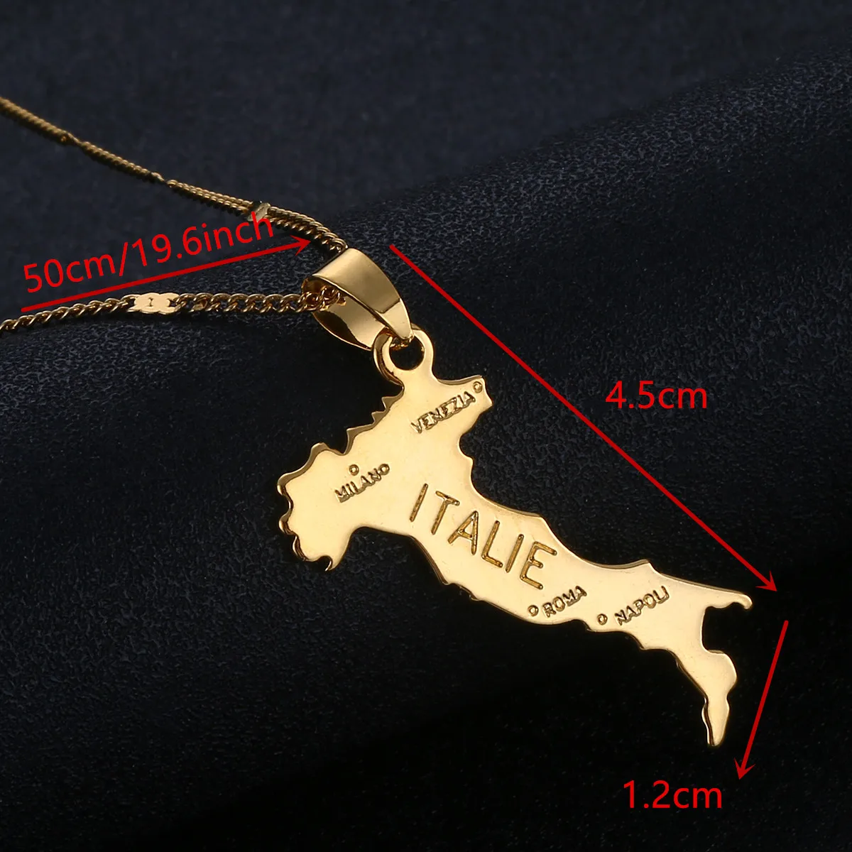Map Of Italie Pendant Necklace For Women Girl Gold Color Italian Map Jewelry