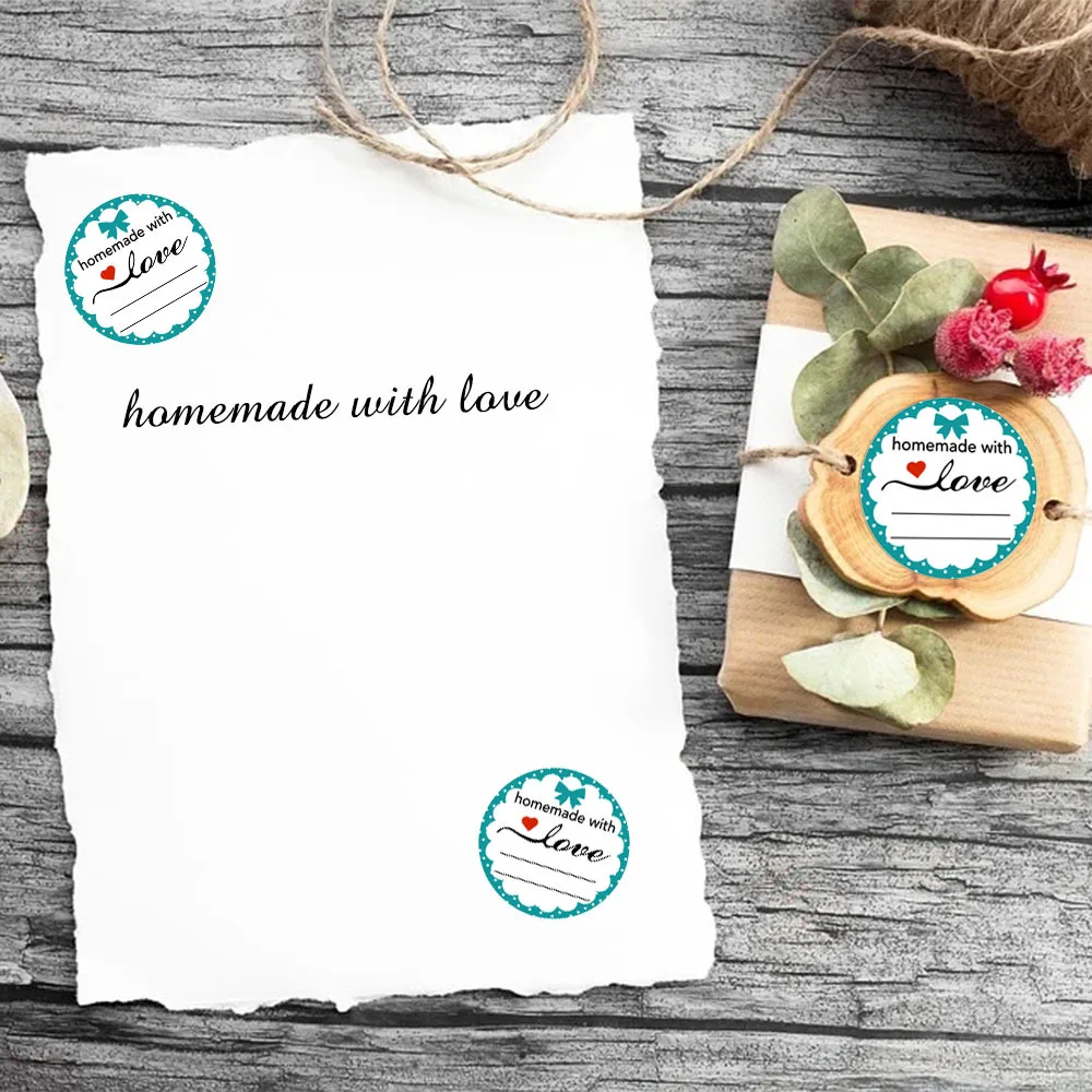 500pcs Handmade with Love Stickers Baking Label Wedding Sticker Party Label Decoration Envelope Seal Stationery Black Sticker
