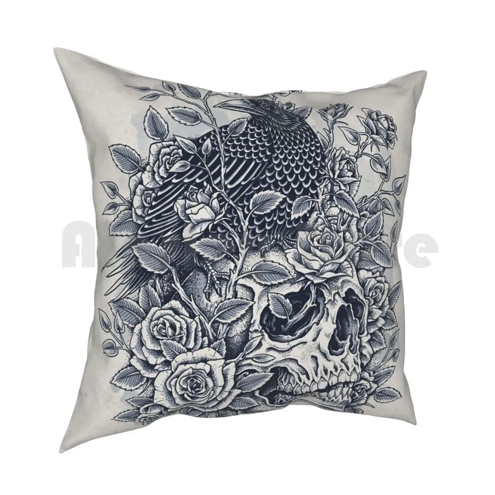 Monochrome Floral Skull Pillow Case Printed Home Soft DIY Pillow cover Abstract Aged Anatomy Artistic Background Biology