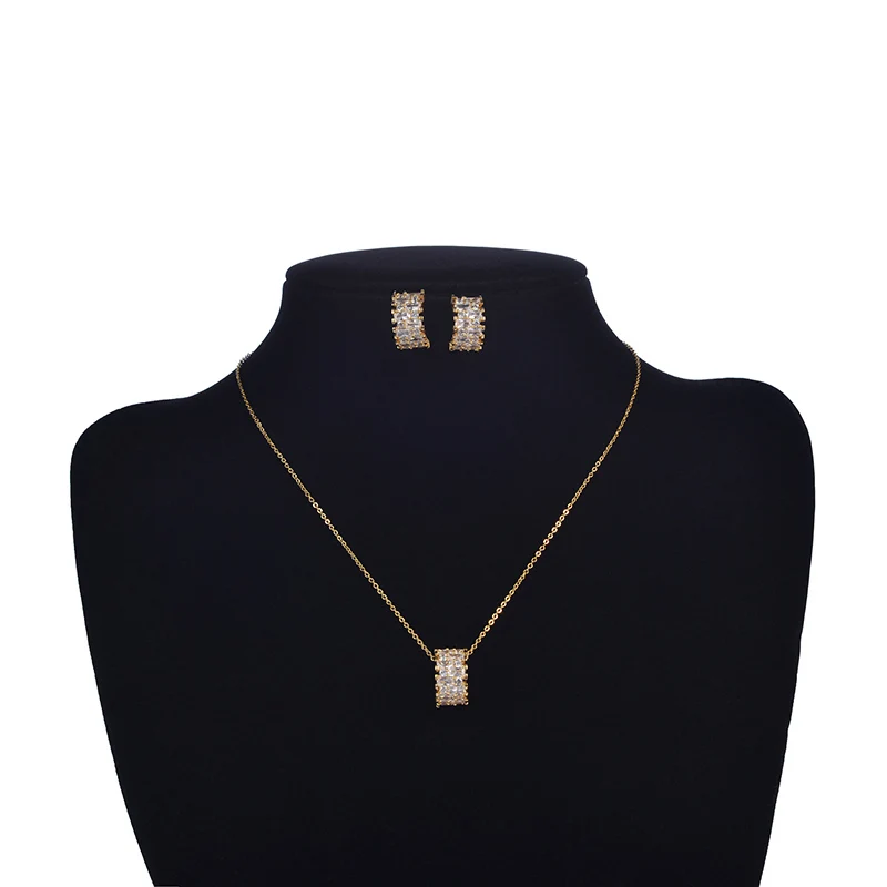 Jewelry Sets HADIYANA Necklace Earring Set For Women Simple Elegant Party Gift Zircon Novel Design CN1013 Haar Sieraden Bruiloft