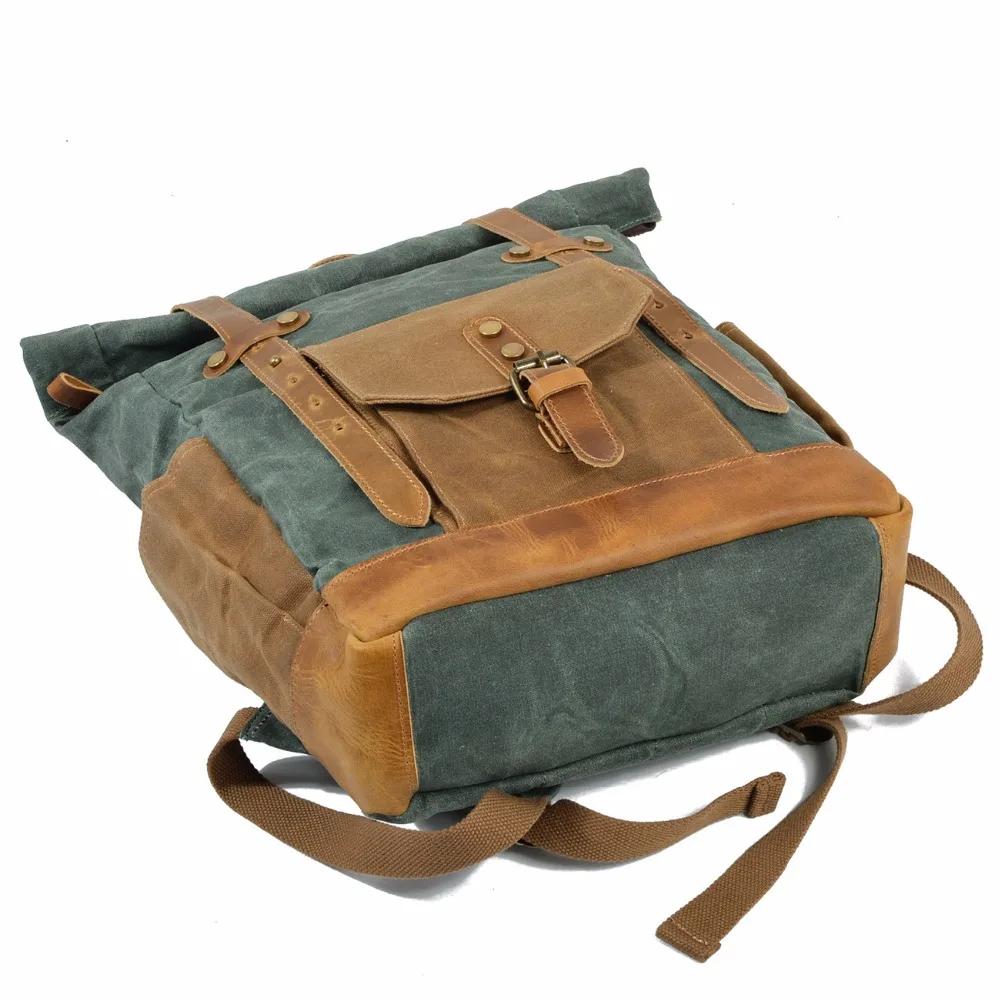 new waxed Canvas Backpack for Men school Bag laptop vintage Backpack Women Rucksack Male Knapsack Bagpack mochila feminina 2020