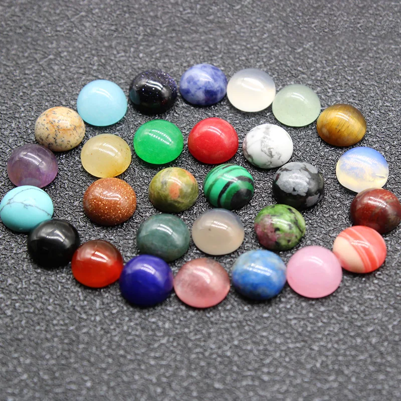 10pcs/lot Natural Stone Flat back Cabochon Beads 4 6 8 10 12 14 mm for DIY Ring Earring Necklace Making Jewelry Making Finding