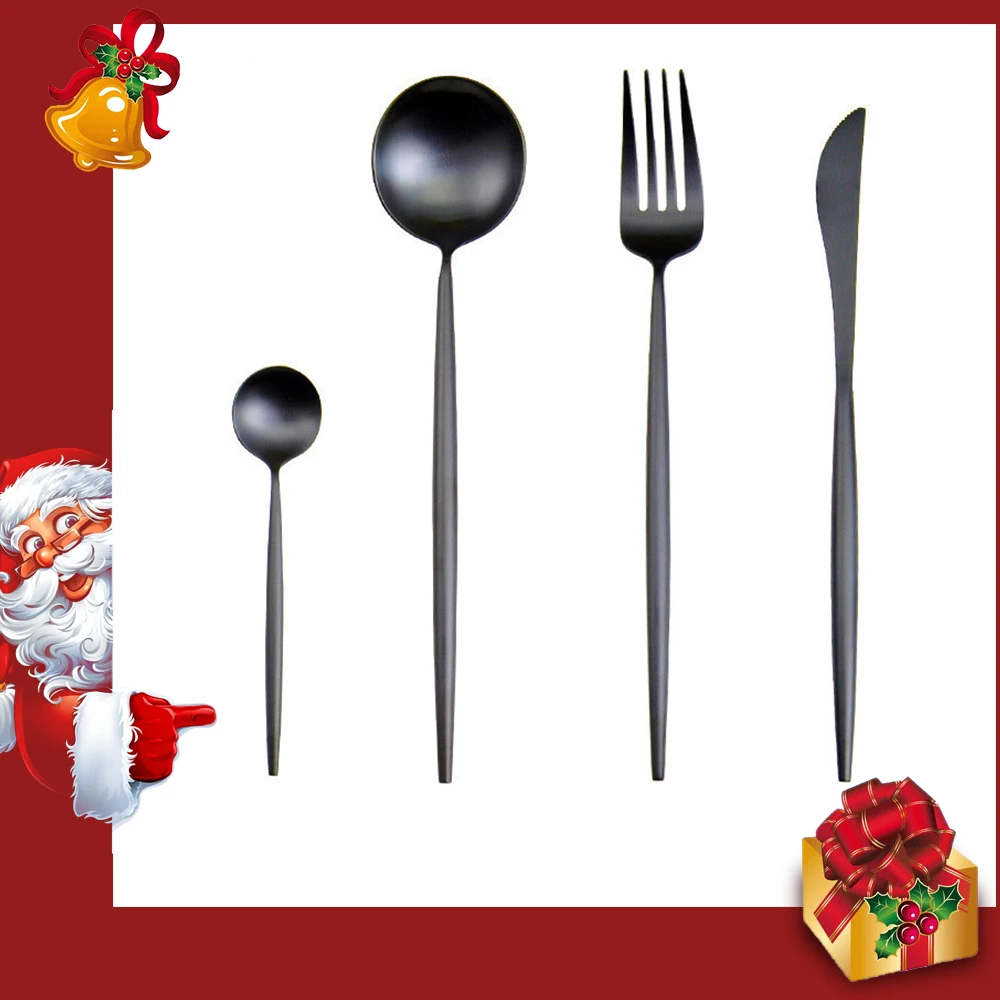 Black Dinnerware Matte Black Cutlery Set Silverware Set 18/10 Stainless Steel Dinnerware Set Spoons Forks and Knives Dropship