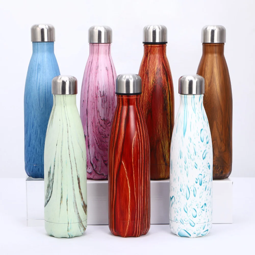 Drink Bottle Drinkware Wood Color Stainless Cola Motion Sport Water Bottle Rugged Water Cup Monolayer No Heat Preservation Cola