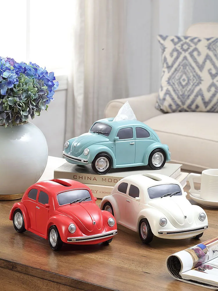 

Retro Tissue Box Resin Car Model Desktop Paper Holder Creative Napkin Drawer Design for Office Living Room Home Decoration