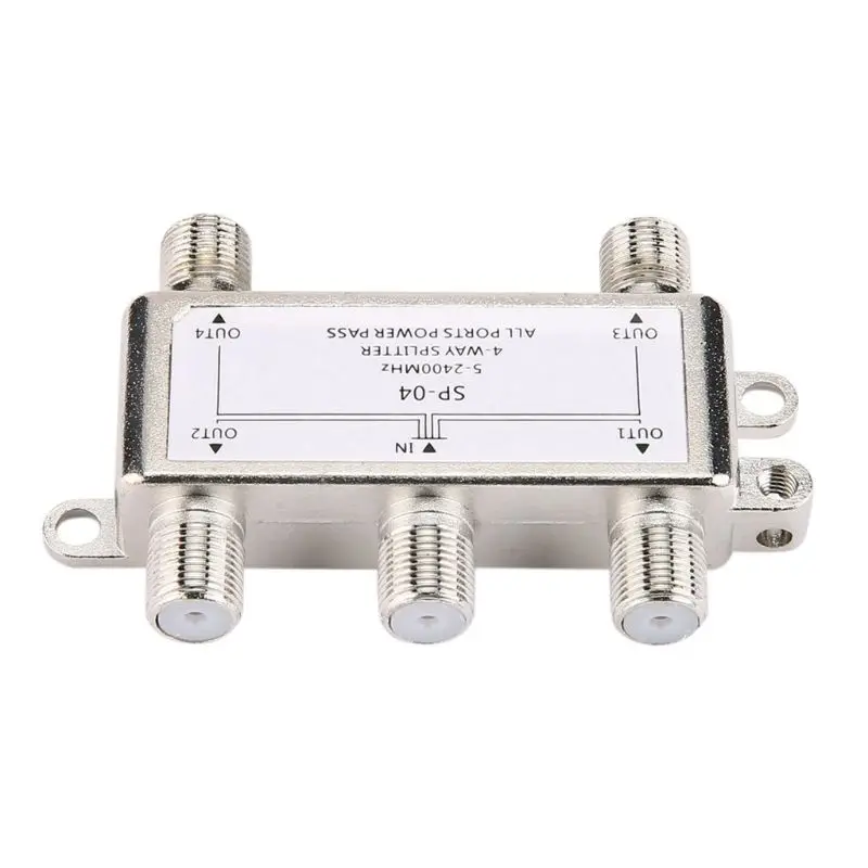 5-2400MHz 4 Way Digital Coax Cable Splitter 4 Channel Satellite/Antenna TV Signal Distributor Receiver for SATV/CATV