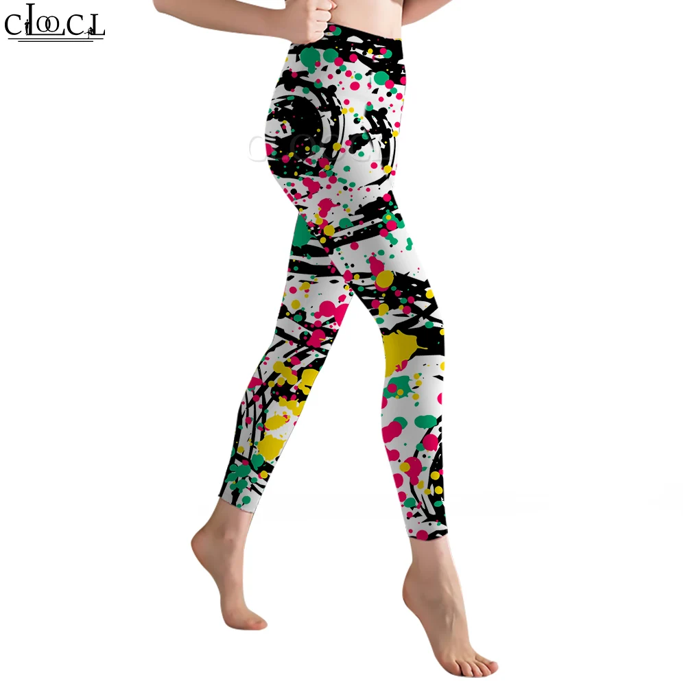 CLOOCL-mallas con estampado de rayas y grafiti para mujer, mallas elásticas de cintura alta para Fitness en interiores, pantalones Push Up