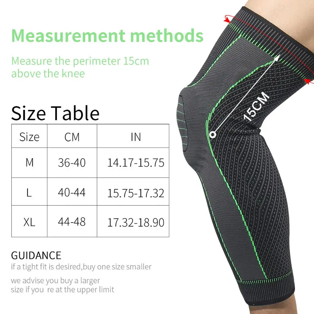 1PCS New Silicone Long Knee Pads Sleeve Fitness Gym Sports Safety Football Basketball Compression Knee Brace Support Protector