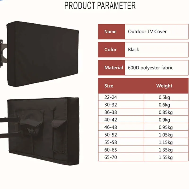 TV Cover for 22 55 inch LCD TV Dust-proof Microfiber Cloth Protect LED Screen Weatherproof Outdoor Waterproof TV Cover