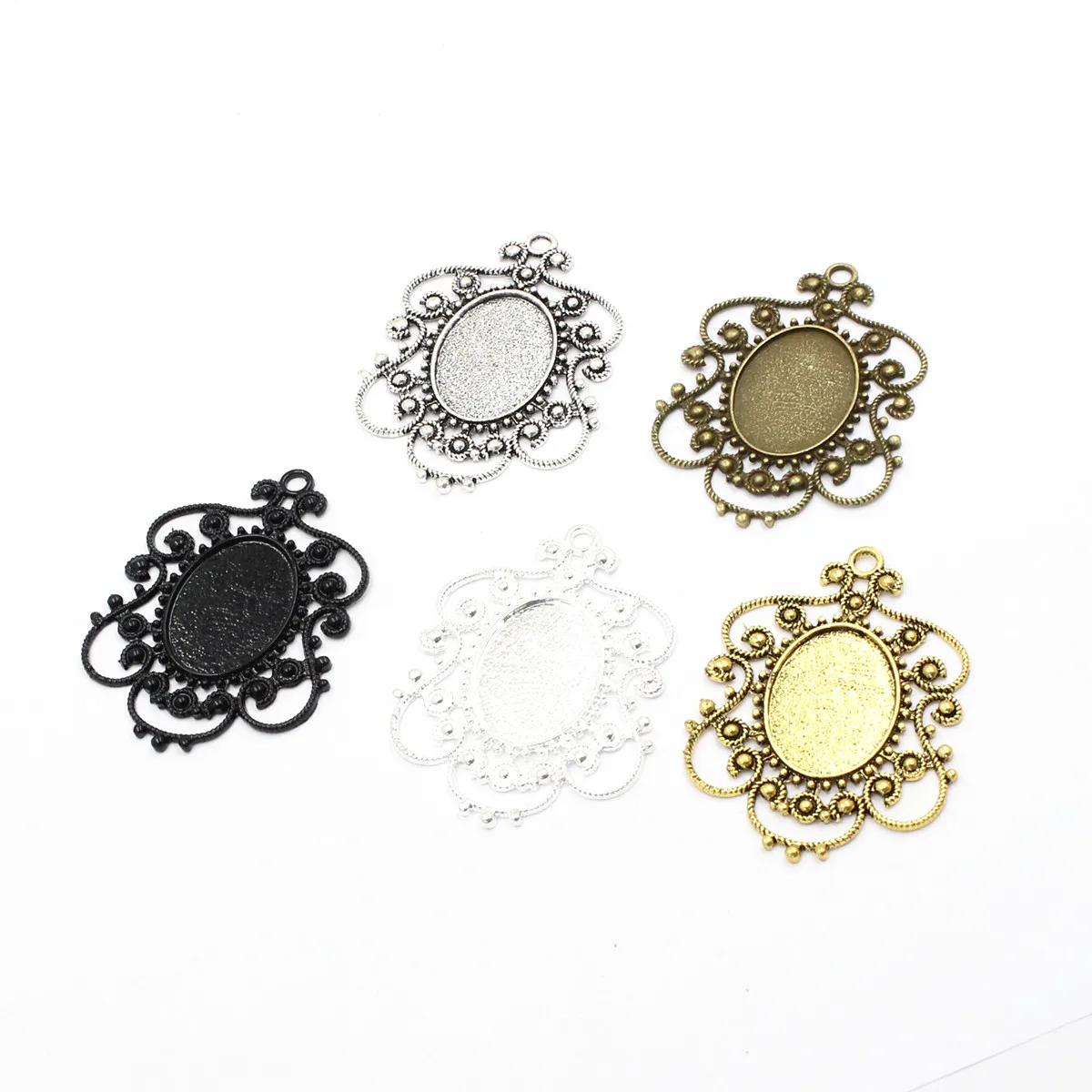 Onebeading Fit 18x25mm Oval Cabochons Summer Fashion Cameo/Glass Frame Bezel Settings Tray Blank DIY Making Accessory 5pcs