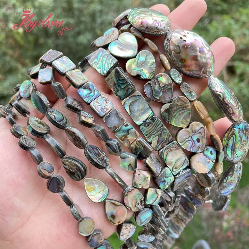 Natural Abalone Shell Multicolor Stone Loose Spacer Beads for DIY Necklace Bracelet Rings Earrings Jewelry Making Strand 15\