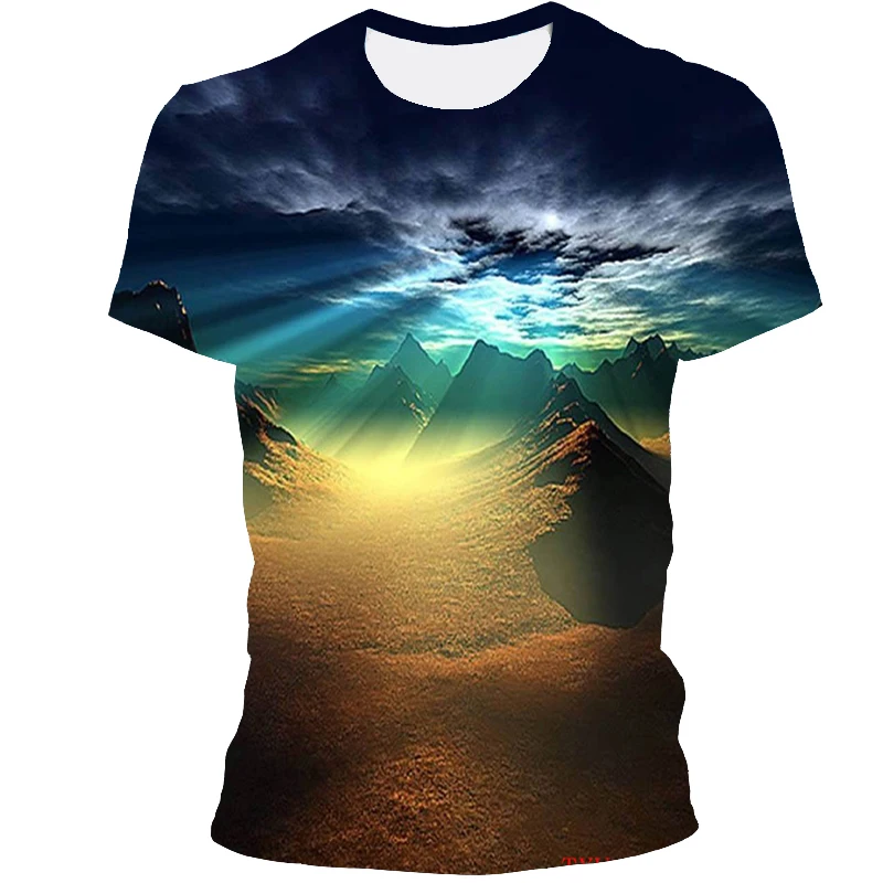 Vast Starry Sky Universe graphic t shirts For Men Summer Fashion 3D Space Planet Pattern T-shirt Personality Cool Style t-shirts