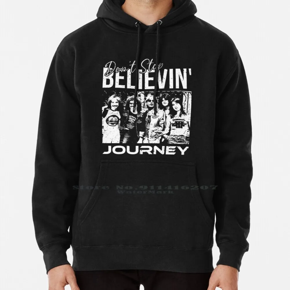 Journey The Band Don't Stop Believin' ( With Grunge / Distressed Texture ) Hoodie Sweater 6xl Cotton Believing Steve Perry