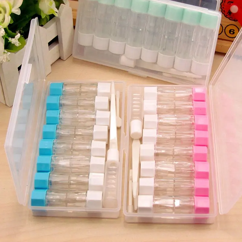 1 Set RGP Contact Lens Case For Women 8 Boxes Portable Travel Contact Lenses Box 4 Colors Eyewear Protector Container