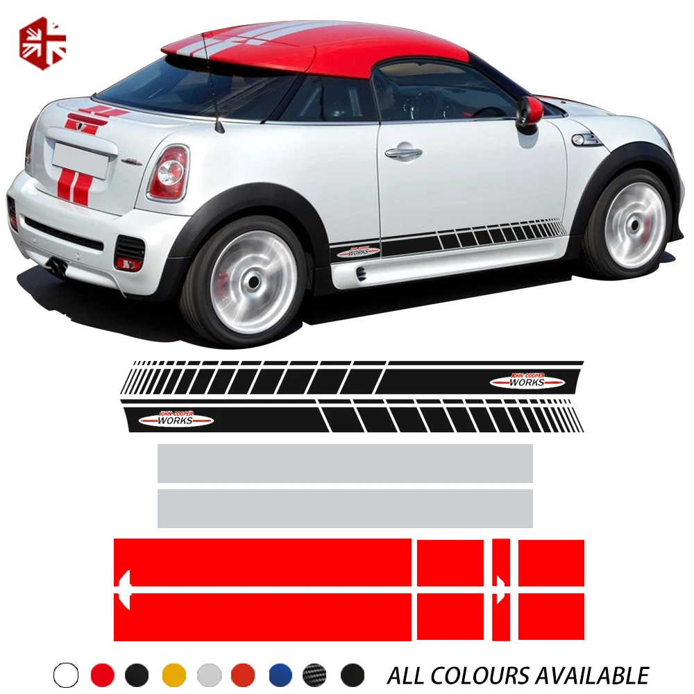 

For MINI Coupe R58 Cooper S JCW Accessories Car Hood Bonnet Engine Cover Trunk Rear Body Kit Decal Side Stripes Skirt Sticker