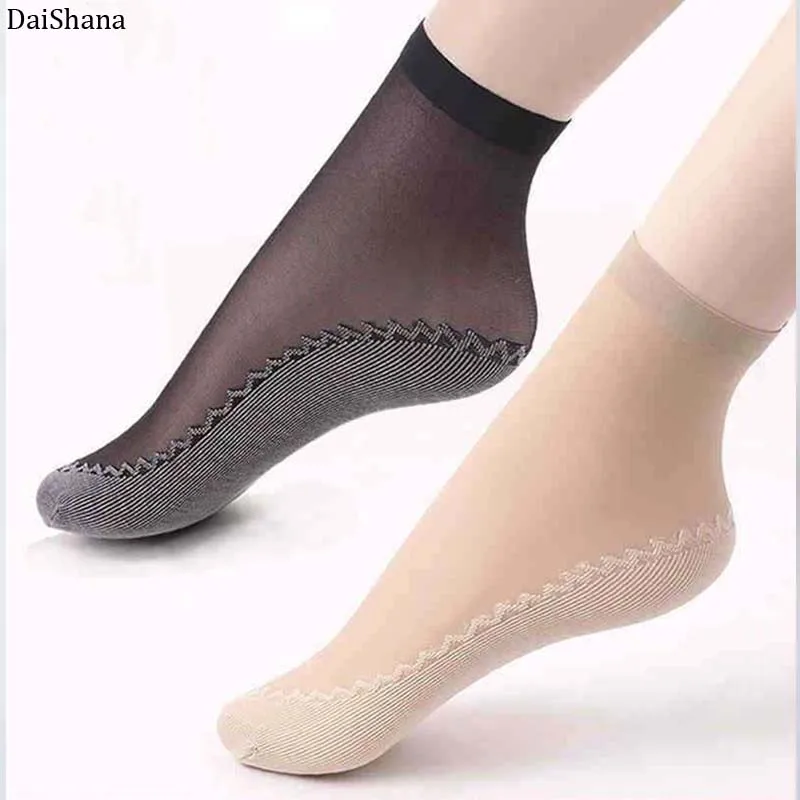 10Pairs High Quality Women Socks Velvet Silk Spring Summer Socks Breathable Soft Cotton Bottom Wicking Slip-resistant Short Sock