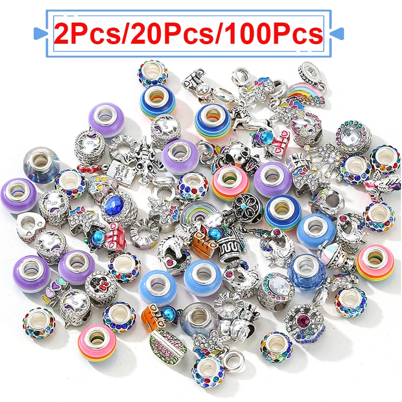 Special Offer Rainbow Style Beads Charms Fit Original Brand Bracelets For Women Kids DIY Jewelry Making Mixed Random Delivery