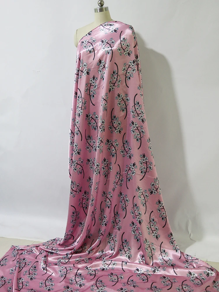 By Meter Blumen-Satin-Stoff, glänzend, weich, Schal, Hemd, Nachtwäsche, Material Charmeuse – Detail 34