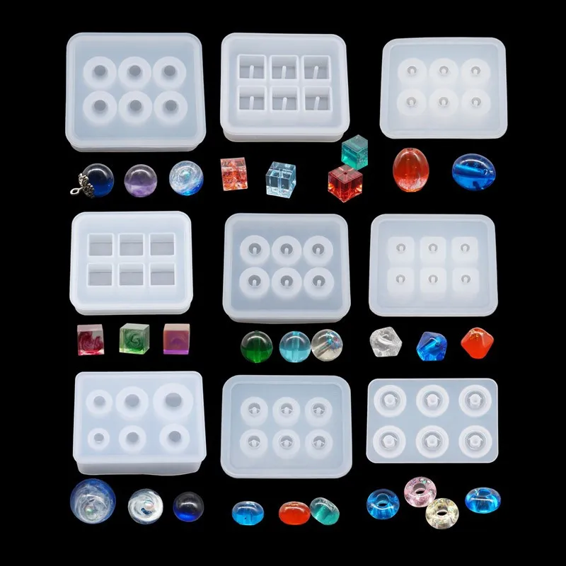 SNASAN silikonowe formy na koraliki do biżuterii 9mm12mm 16mm piłka w kształcie kostki 6 komora żywicy epoksydowej silikonowe formy Handmade DIY materiał