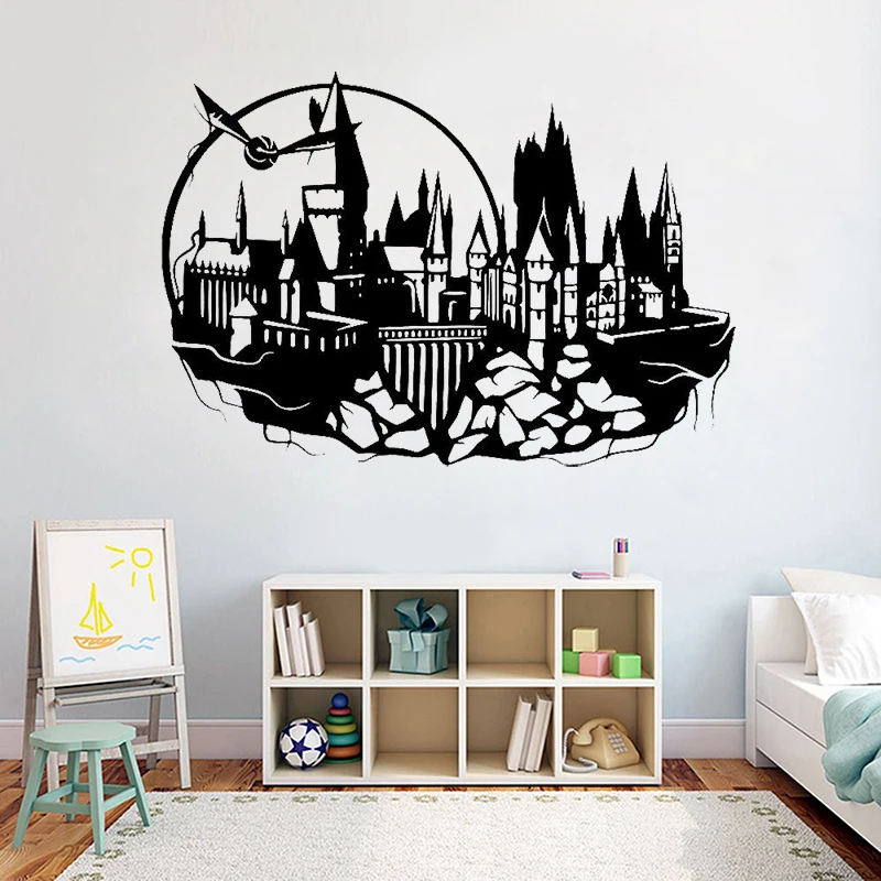 Cartoon magic Castle wall Sticker For Kids Room Decoration Bedroom viny Wall Stickers removable Art Decor Wallpaper Mural Z256