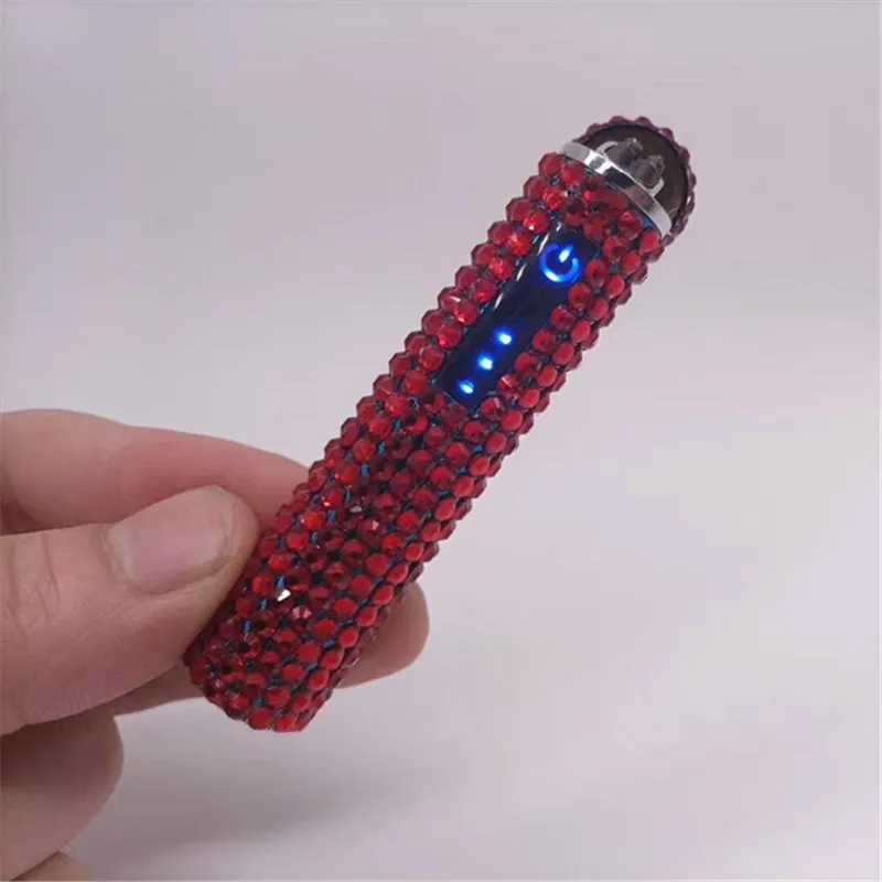 Windproof Lighter USB Cigarette Lighter Rhinestone Touch Screen Diamond Luxury Rechargeable Portable High-end Ladies Gifts